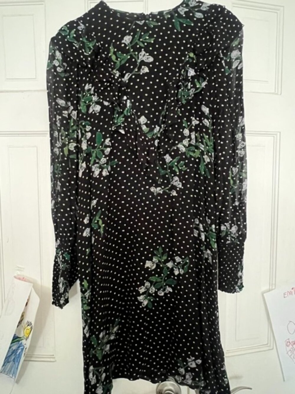 Ganni Rometty Long sleeved Ruffle Trim Dress, Size 38 (fits 6-10)